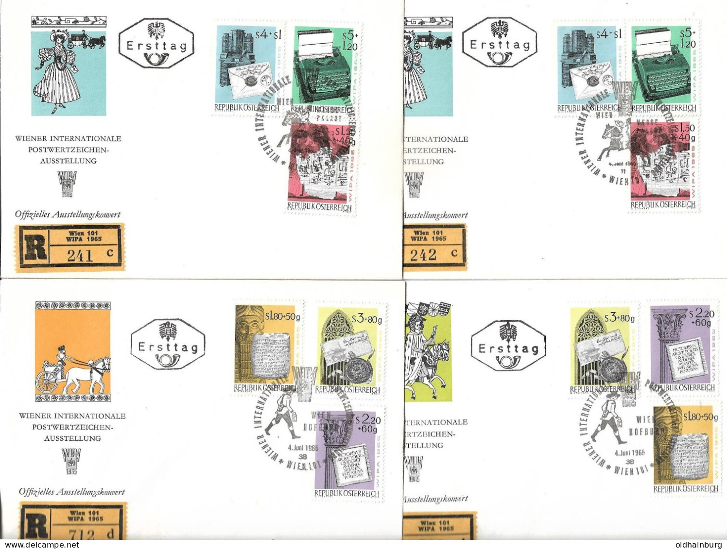 0504m: WIPA 1965, 2 FDC- Serien - Briefmarkenausstellungen