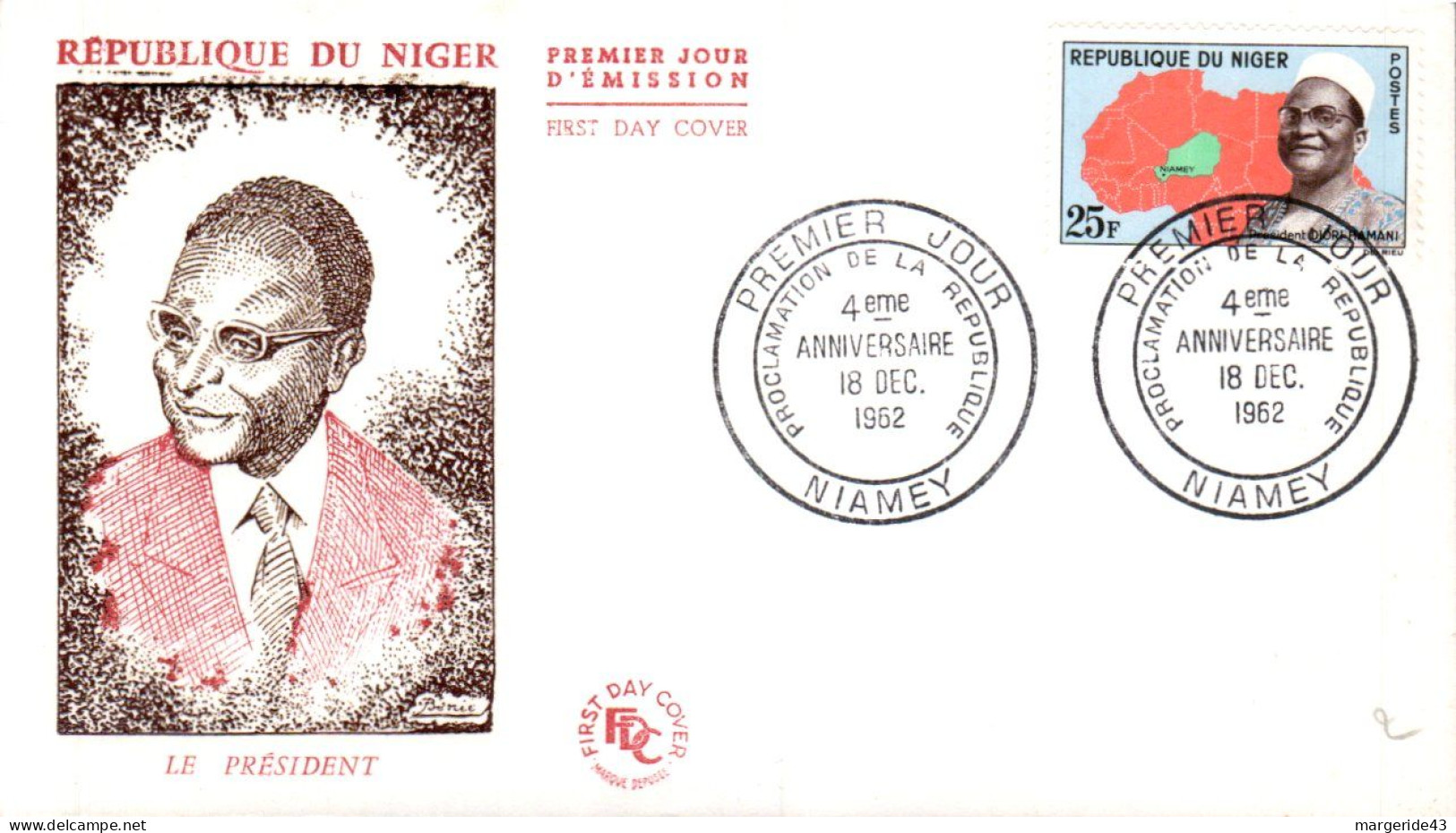 NIGER FDC 1962 4 ANS INDEPENDANCE - Níger (1960-...)