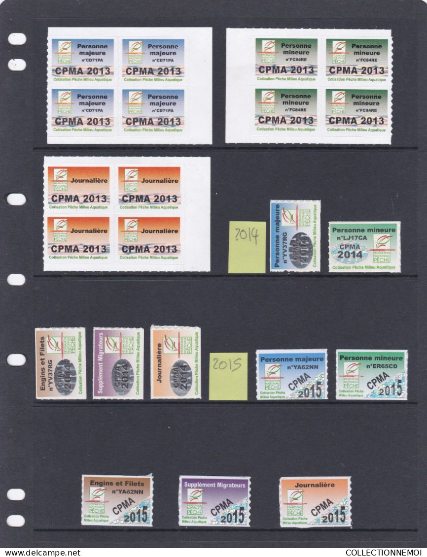 Lot De FISCAUX De Timbres De TAXE PISCICOLE ,, ANNEES 2013 Et 2014 ,,,année 2015 - Stamps
