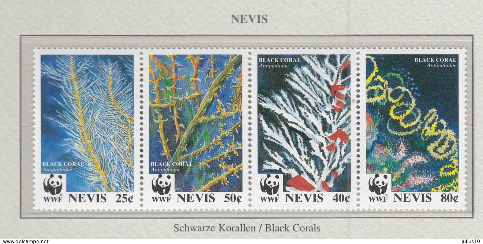 NEVIS 1994 WWF Corals Mi 836-839 MNH(**) Fauna 506 - Marine Life
