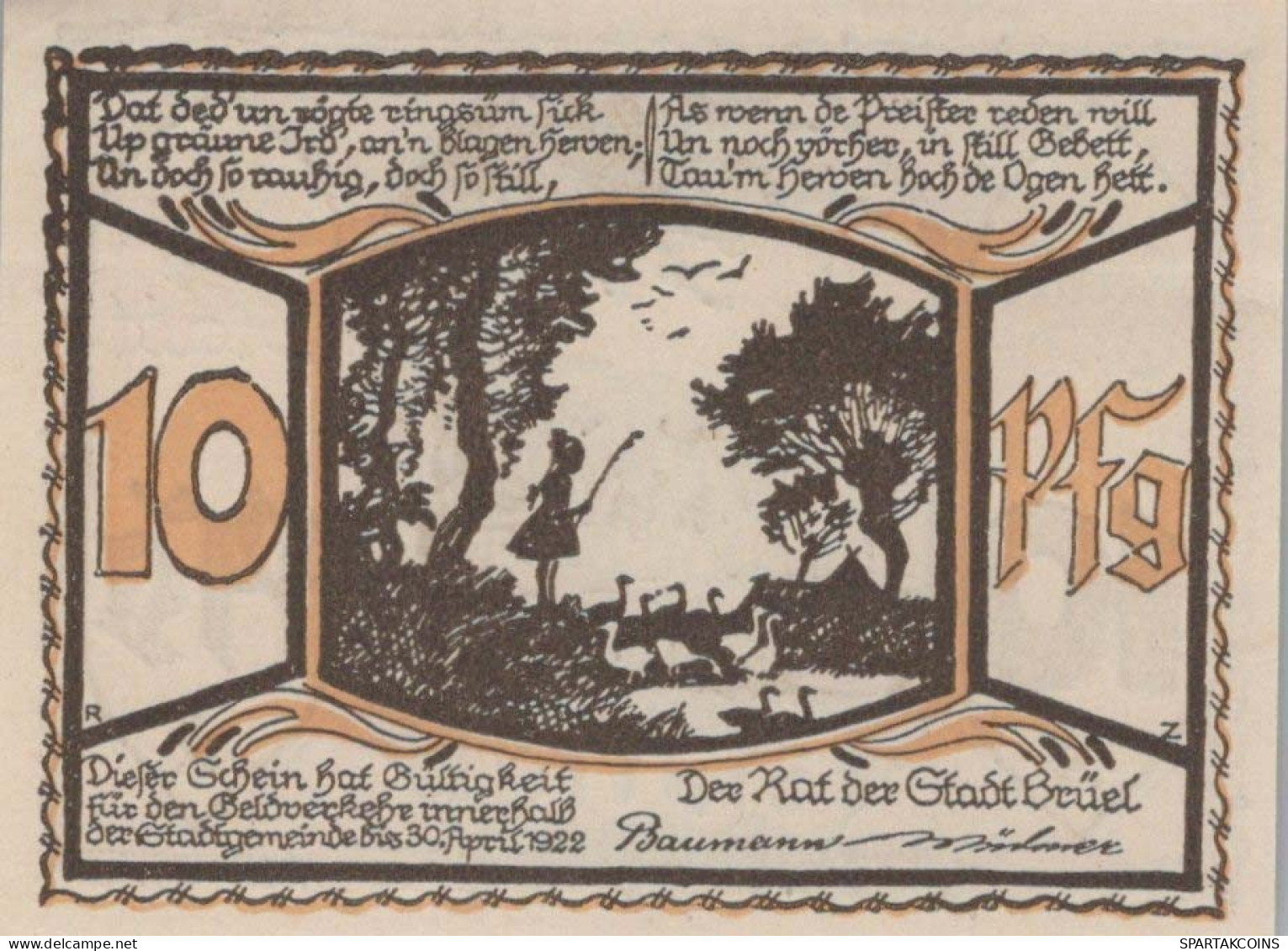 10 PFENNIG 1922 Stadt BRÜEL Mecklenburg-Schwerin UNC DEUTSCHLAND Notgeld #PA299 - [11] Local Banknote Issues