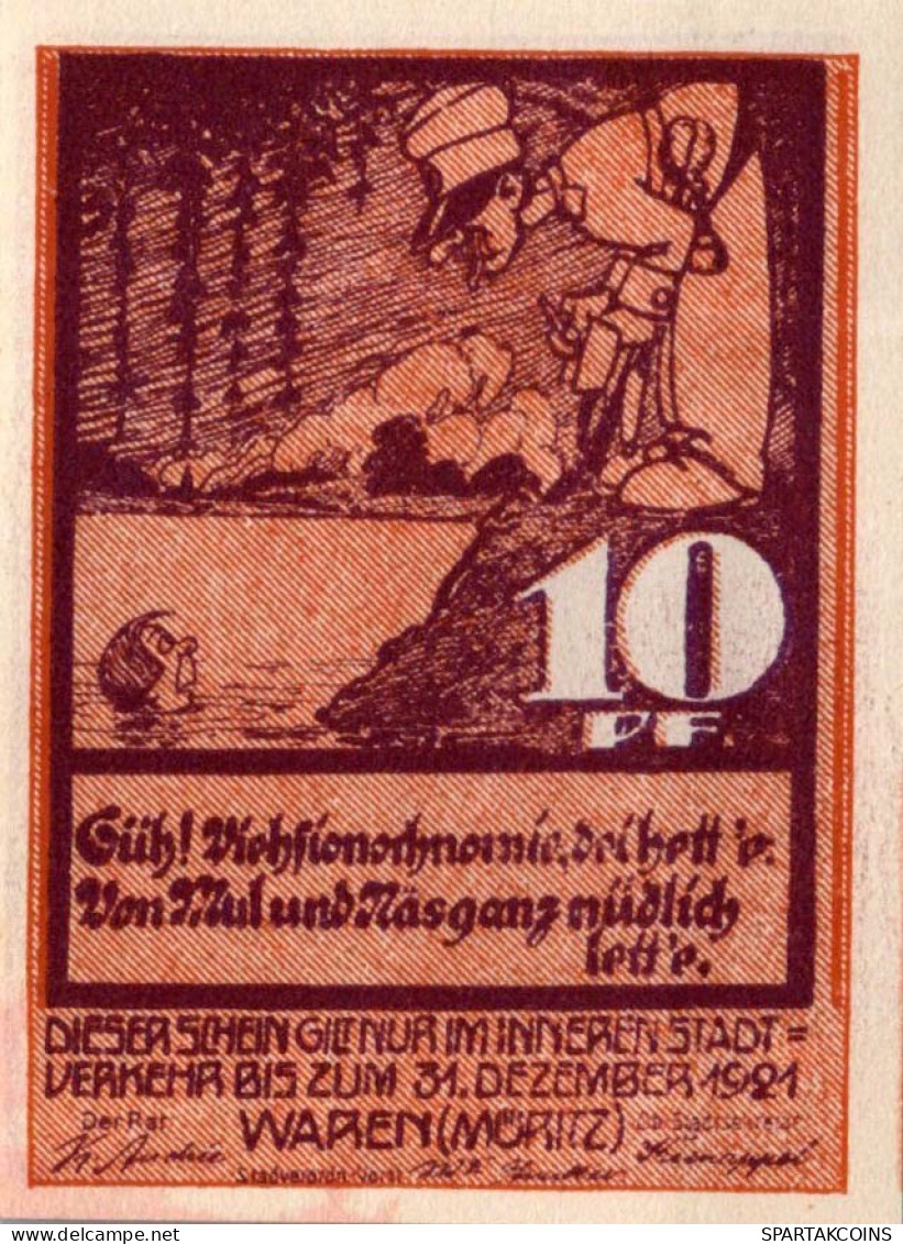 10 PFENNIG 1921 Stadt WAREN Mecklenburg-Schwerin UNC DEUTSCHLAND Notgeld #PI572 - [11] Local Banknote Issues