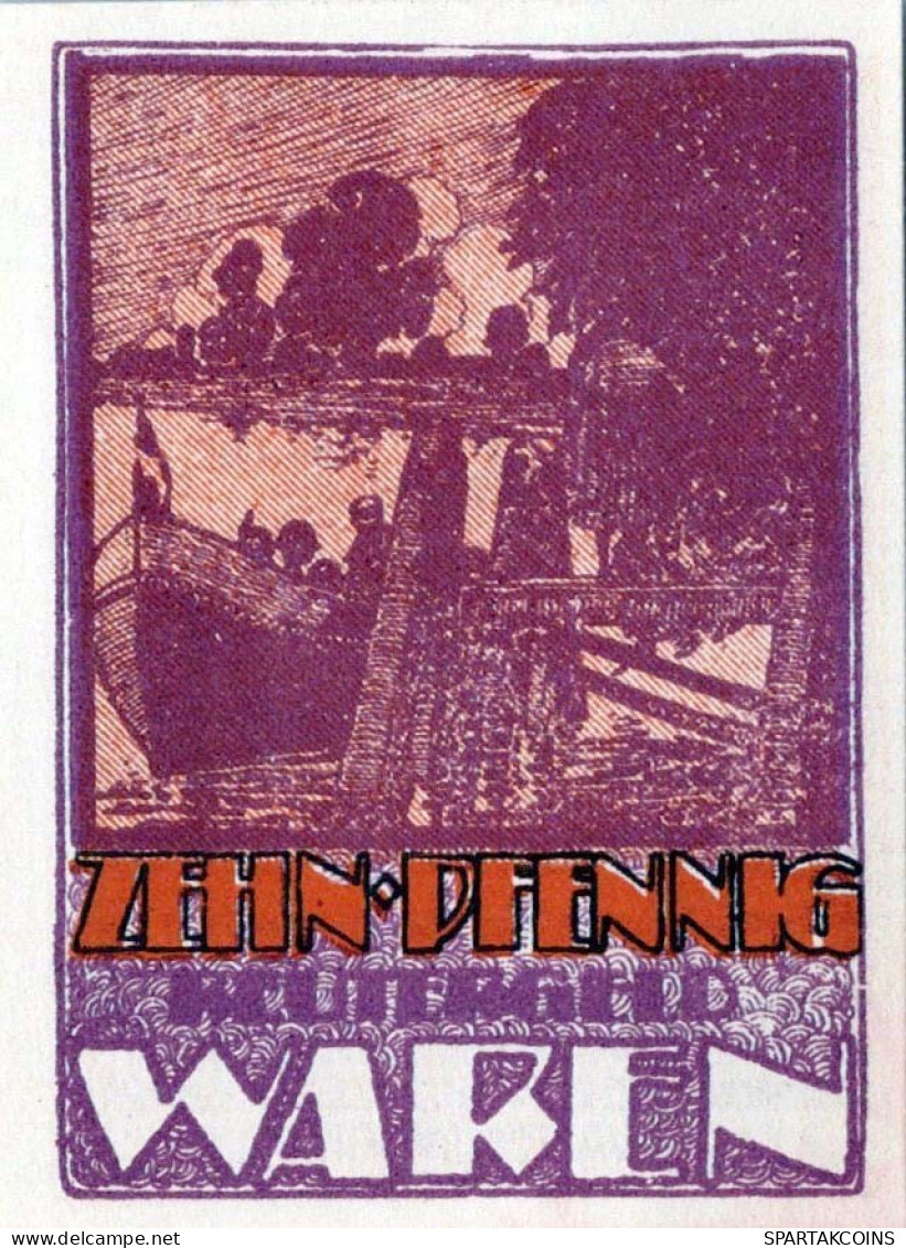 10 PFENNIG 1921 Stadt WAREN Mecklenburg-Schwerin UNC DEUTSCHLAND Notgeld #PI572 - [11] Local Banknote Issues