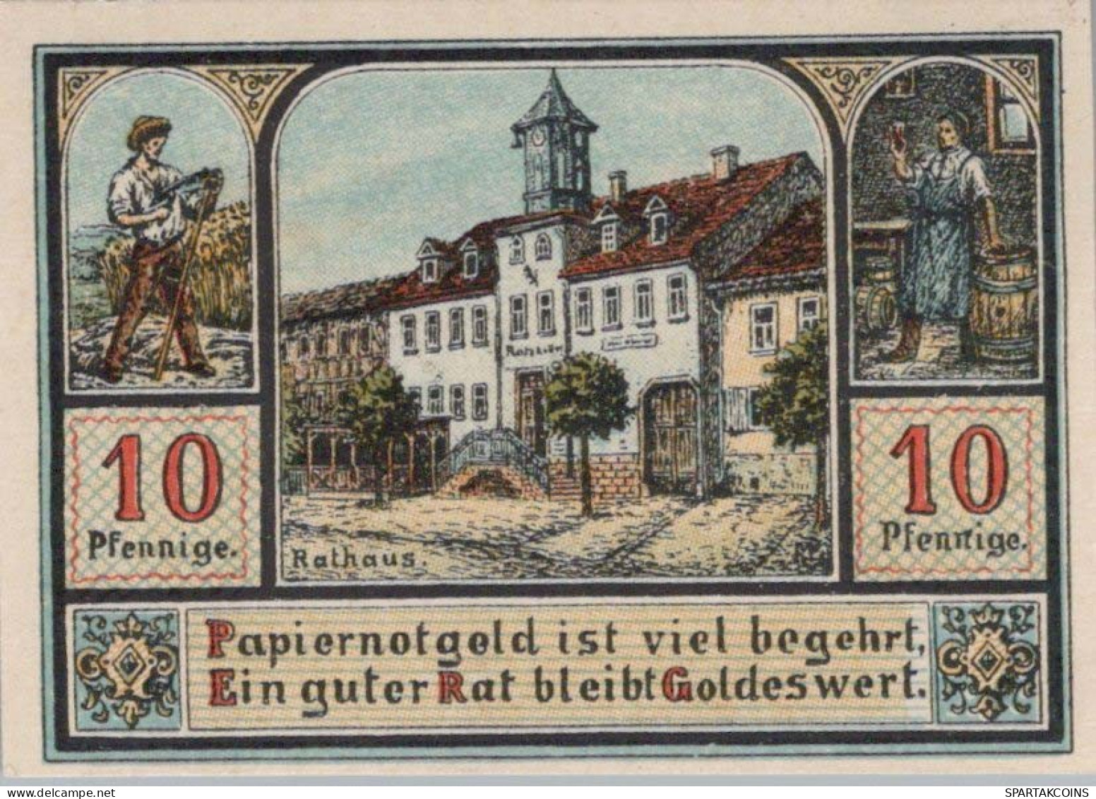 10 PFENNIG 1921 Stadt PLAUE Thuringia UNC DEUTSCHLAND Notgeld Banknote #PB541 - [11] Local Banknote Issues