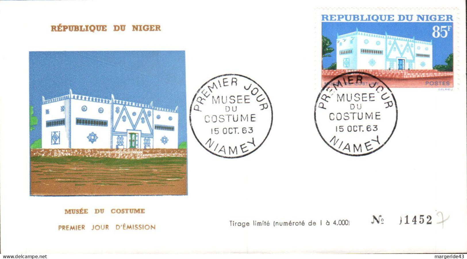 NIGER FDC 1963 MUSEE DU COSTUME - Niger (1960-...)