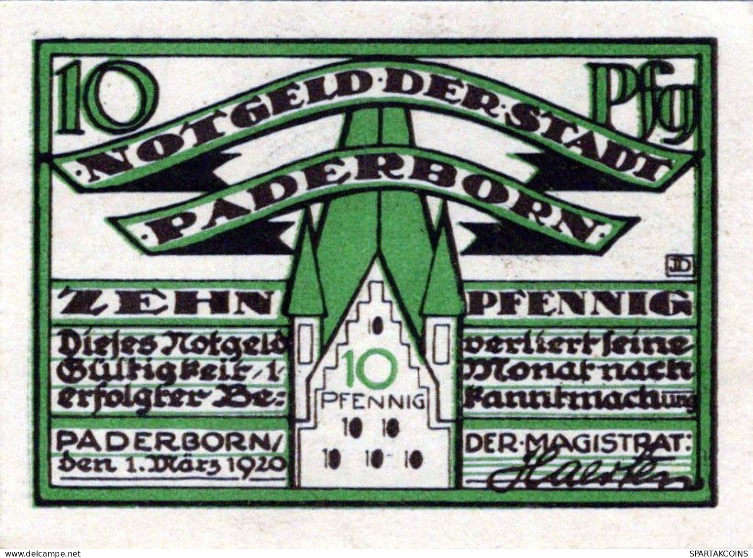 10 PFENNIG 1920 Stadt PADERBORN Westphalia UNC DEUTSCHLAND Notgeld #PI950 - Lokale Ausgaben