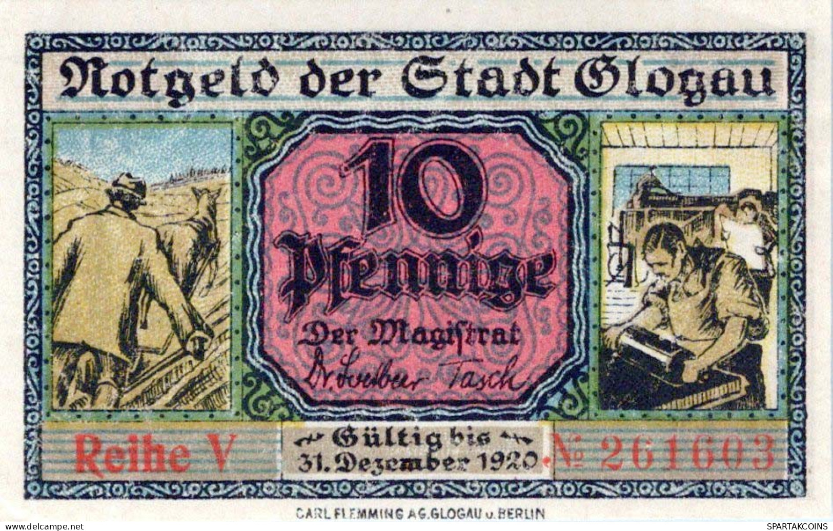 10 PFENNIG 1920 Stadt GLOGAU Niedrigeren Silesia UNC DEUTSCHLAND Notgeld #PH643 - Lokale Ausgaben