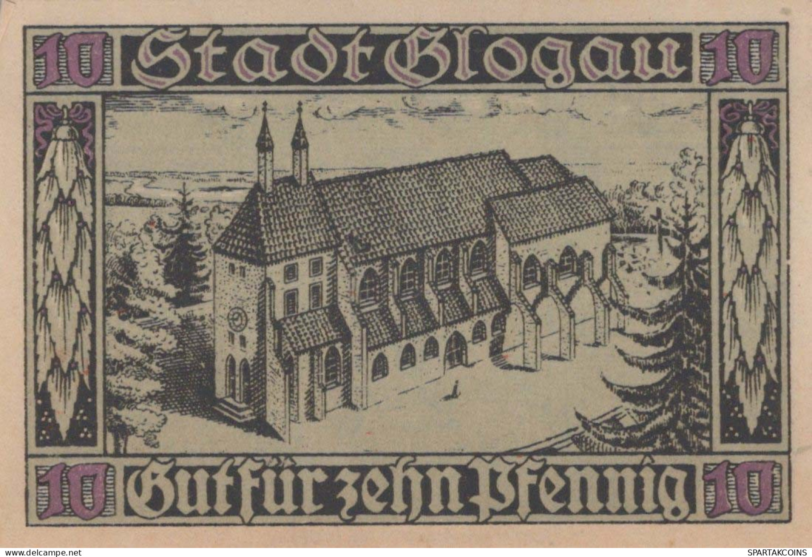 10 PFENNIG 1920 Stadt GLOGAU Niedrigeren Silesia DEUTSCHLAND Notgeld Banknote #PF622 - Lokale Ausgaben