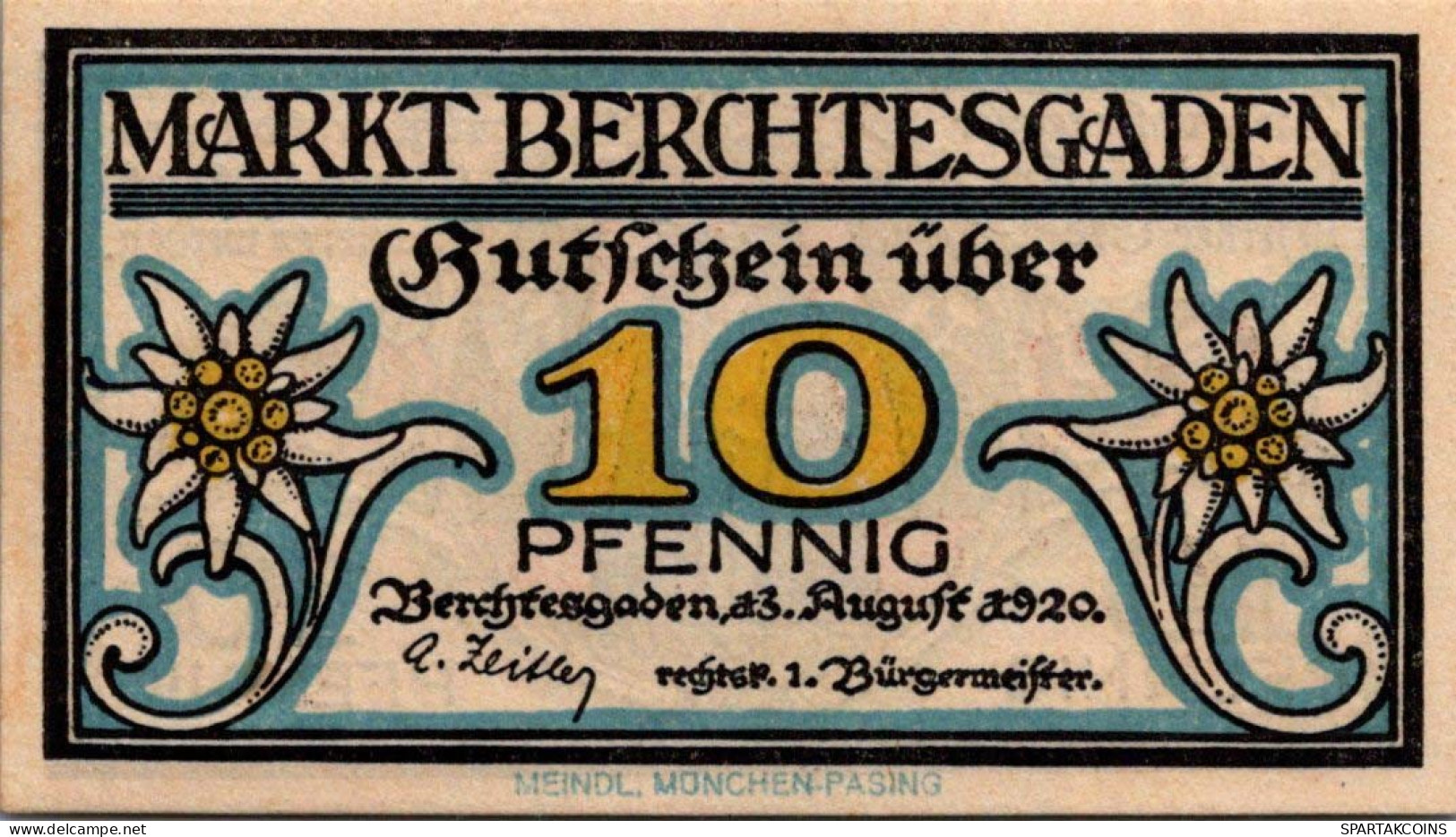 10 PFENNIG 1920 Stadt BERCHTESGADEN Bavaria UNC DEUTSCHLAND Notgeld #PH653 - [11] Lokale Uitgaven