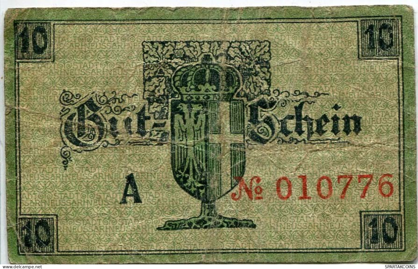 10 PFENNIG 1919 Stadt NEUSS Rhine DEUTSCHLAND Notgeld Papiergeld Banknote #PL876 - [11] Lokale Uitgaven