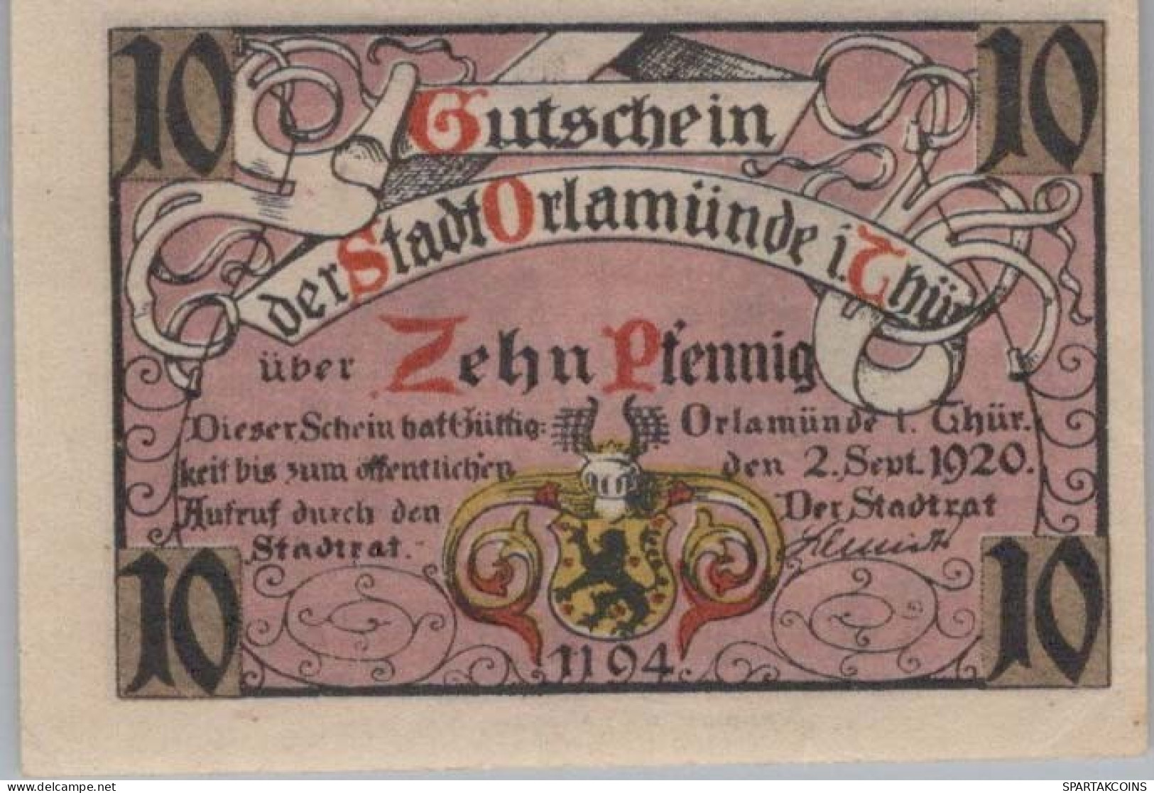 10 PFENNIG 1919 Stadt ORLAMÜNDE Thuringia UNC DEUTSCHLAND Notgeld #PH197 - [11] Lokale Uitgaven