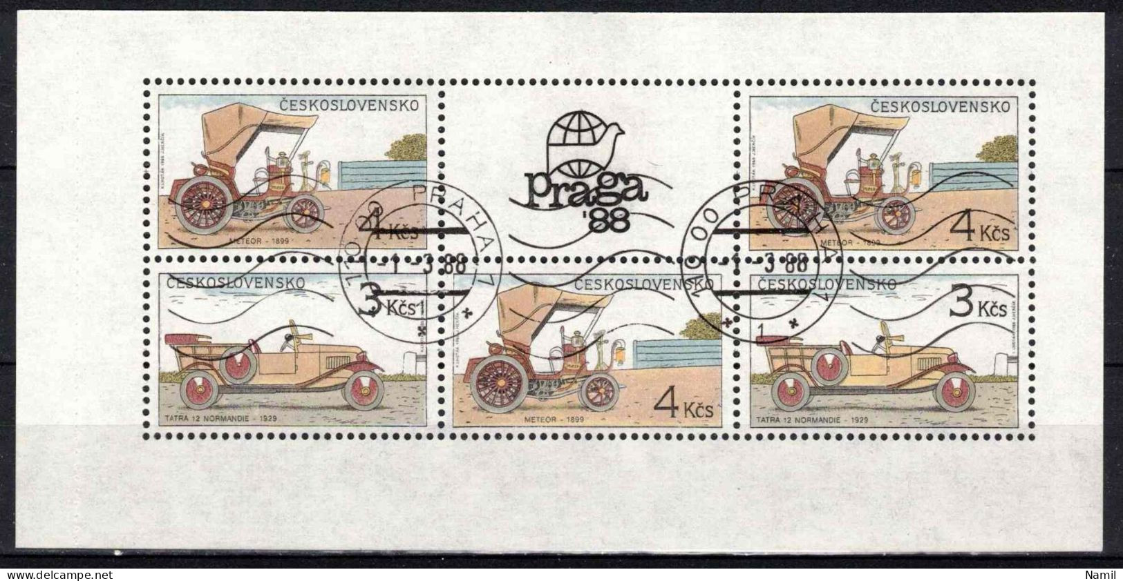 Tchécoslovaquie 1988 Mi 2947-51 Klb. (Yv 2757-61 Le Feuillet), Obliteré - Used Stamps