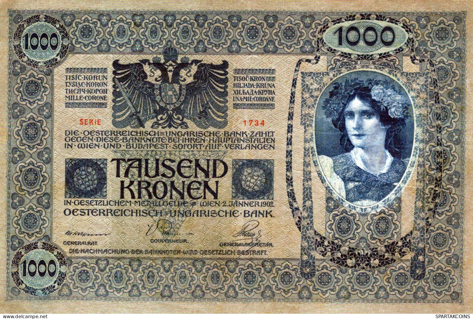 10000 KRONEN 1902 Österreich Papiergeld Banknote #PL308 - [11] Emisiones Locales