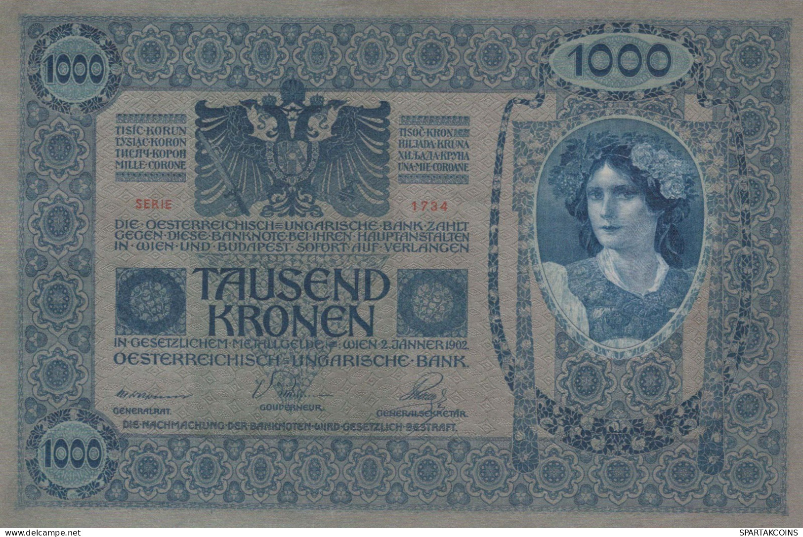 10000 KRONEN 1902 Österreich Papiergeld Banknote #PL310 - [11] Local Banknote Issues