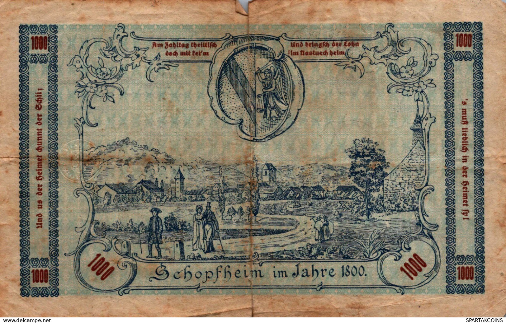 1000 MARK 1922 Stadt SCHOPFHEIM Baden DEUTSCHLAND Notgeld Papiergeld Banknote #PK948 - [11] Emisiones Locales