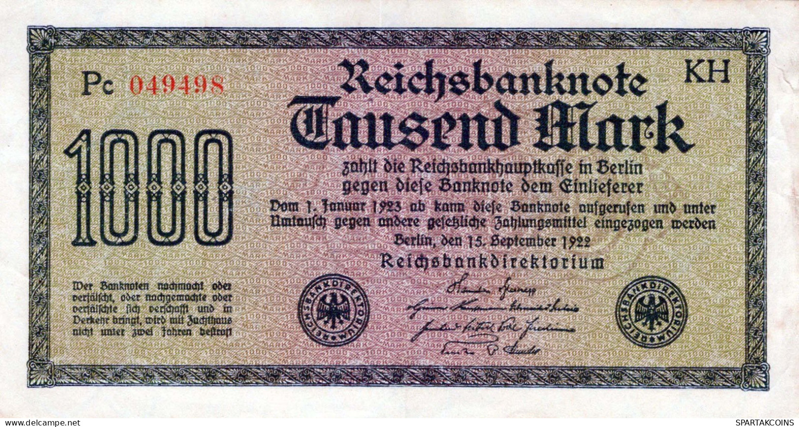 1000 MARK 1922 Stadt BERLIN DEUTSCHLAND Papiergeld Banknote #PL459 - [11] Emissions Locales