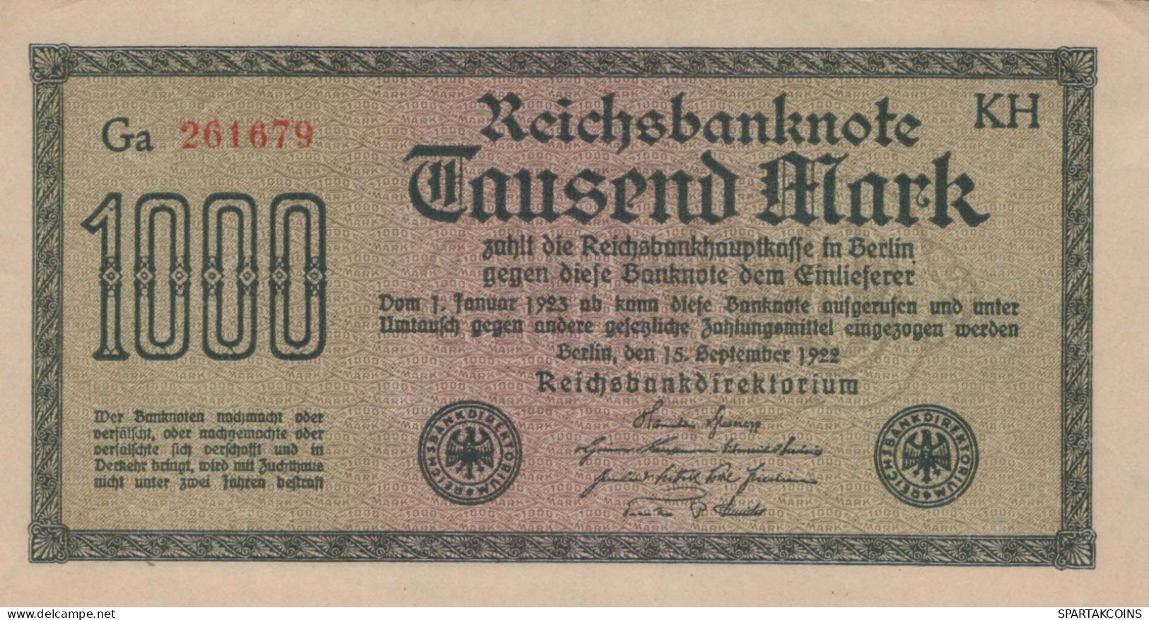 1000 MARK 1922 Stadt BERLIN DEUTSCHLAND Papiergeld Banknote #PL455 - [11] Emissions Locales