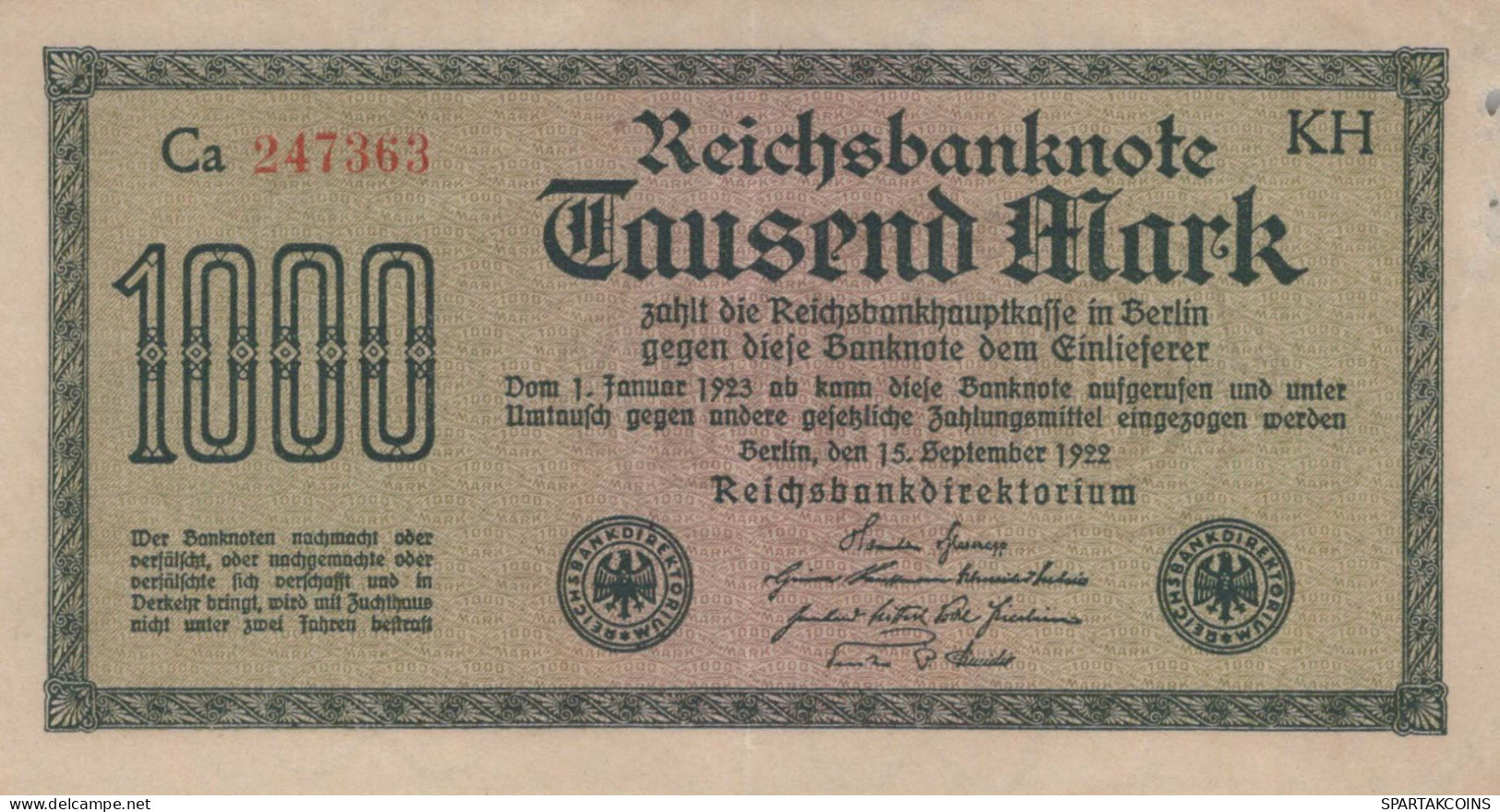 1000 MARK 1922 Stadt BERLIN DEUTSCHLAND Papiergeld Banknote #PL453 - [11] Emisiones Locales