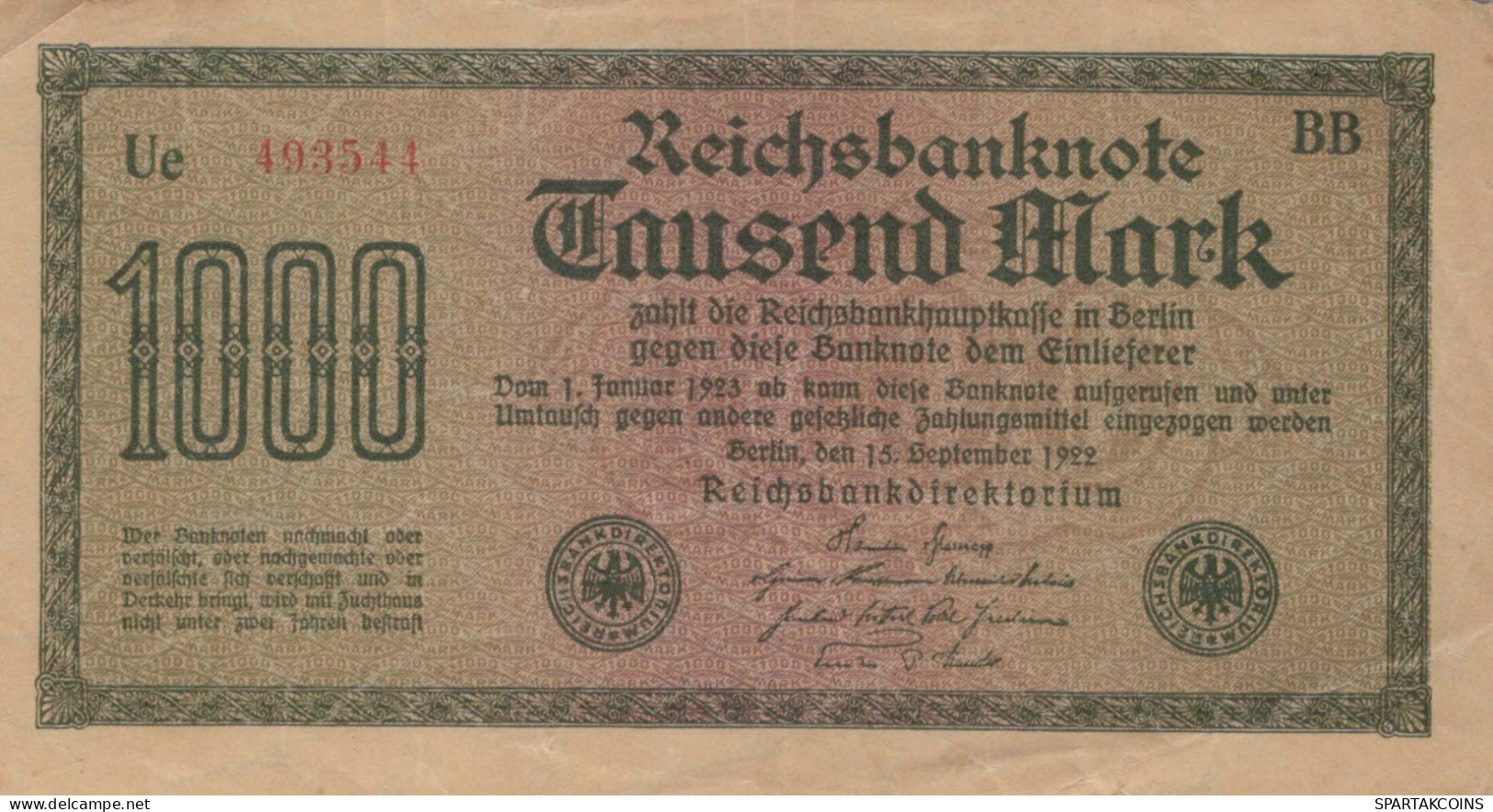 1000 MARK 1922 Stadt BERLIN DEUTSCHLAND Papiergeld Banknote #PL450 - [11] Emissions Locales