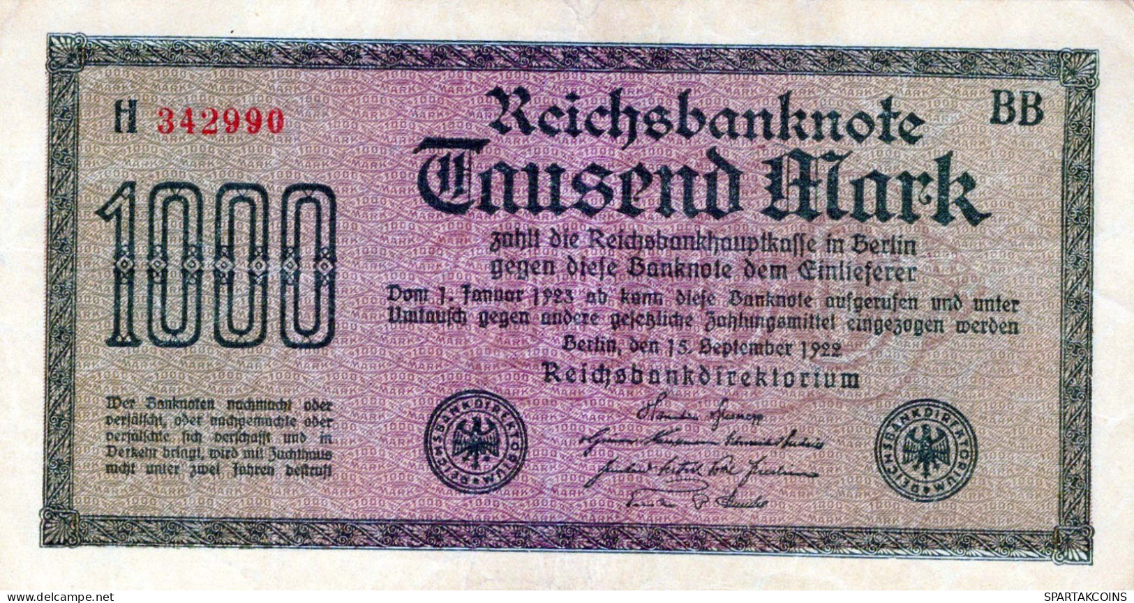 1000 MARK 1922 Stadt BERLIN DEUTSCHLAND Papiergeld Banknote #PL452 - [11] Emisiones Locales