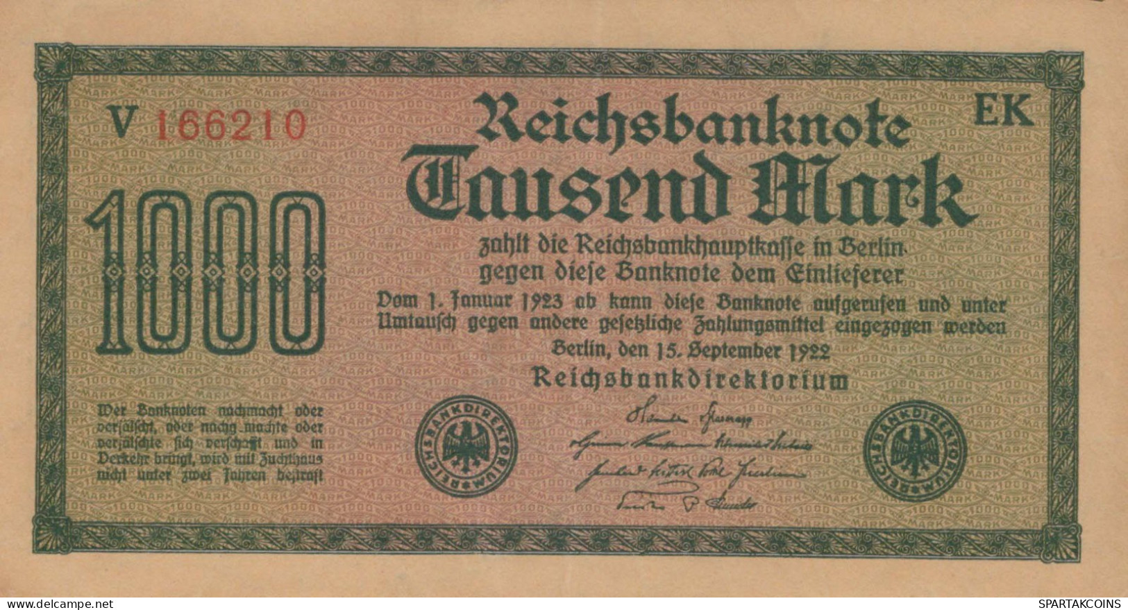 1000 MARK 1922 Stadt BERLIN DEUTSCHLAND Papiergeld Banknote #PL454 - [11] Emisiones Locales