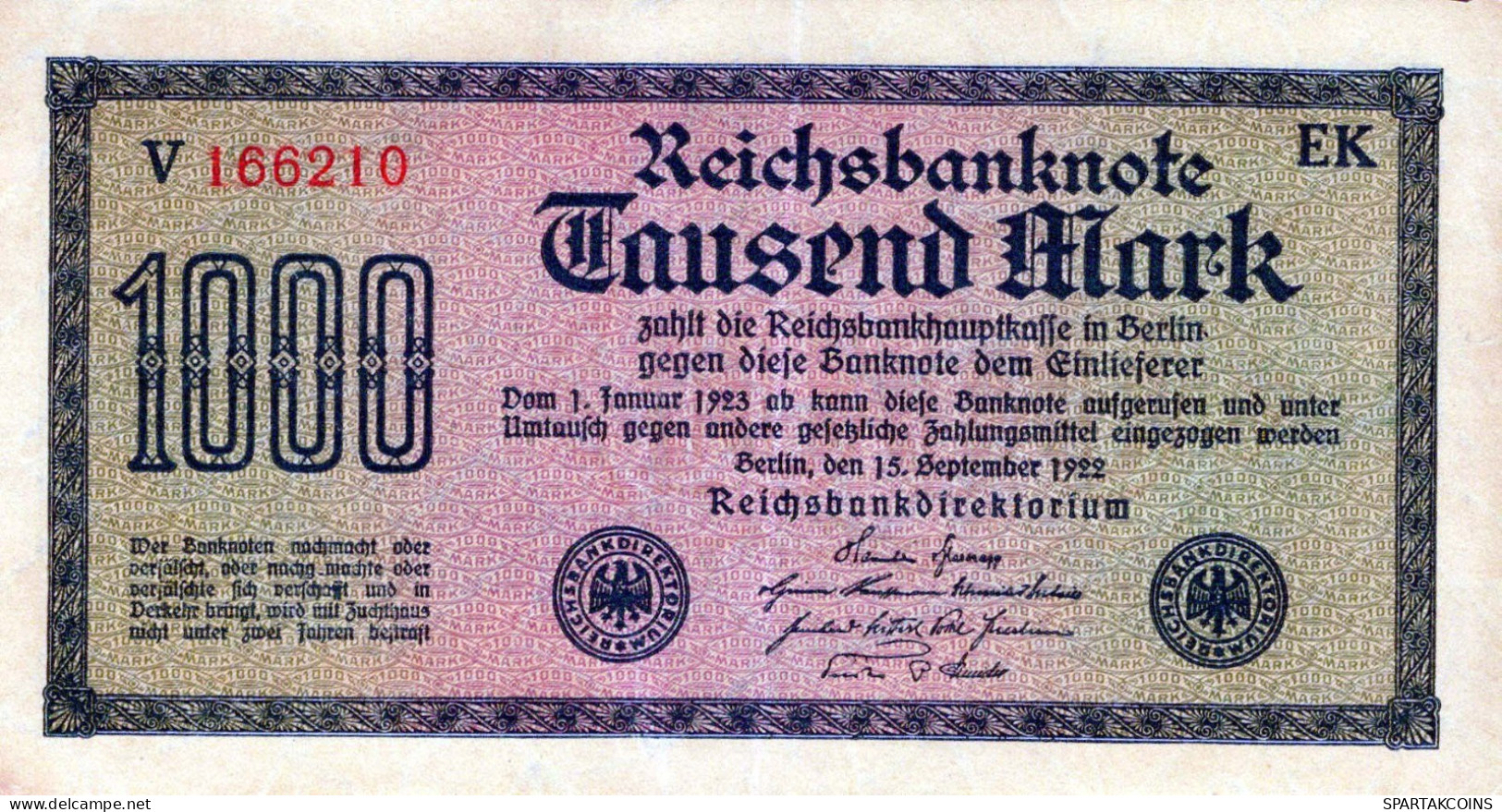1000 MARK 1922 Stadt BERLIN DEUTSCHLAND Papiergeld Banknote #PL454 - [11] Emisiones Locales