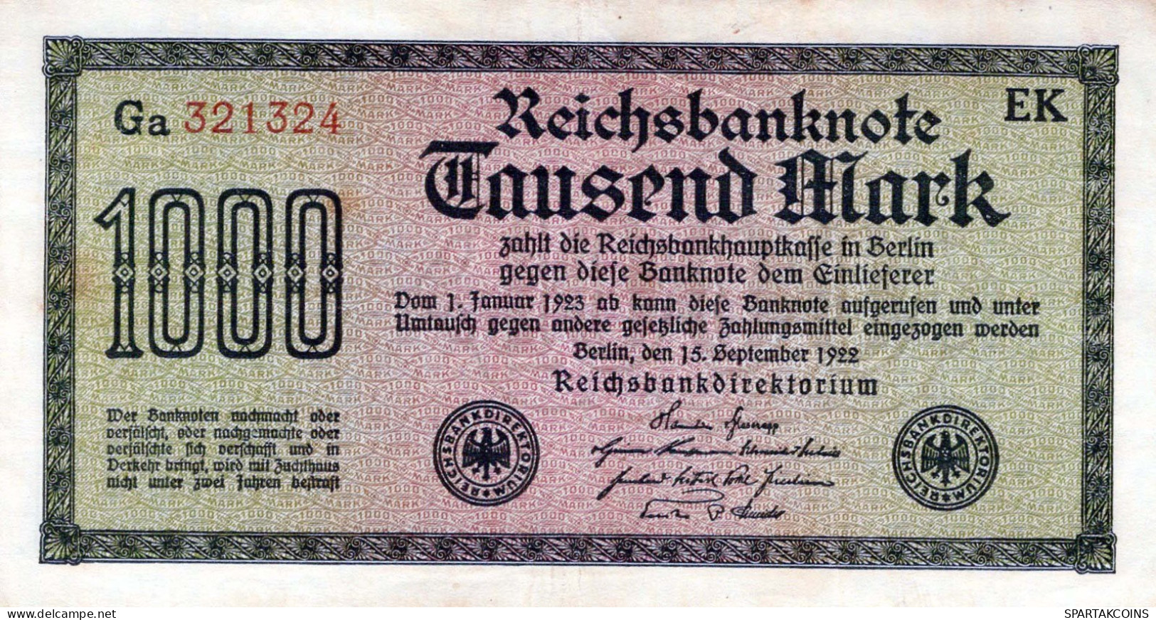 1000 MARK 1922 Stadt BERLIN DEUTSCHLAND Papiergeld Banknote #PL392 - [11] Emissioni Locali