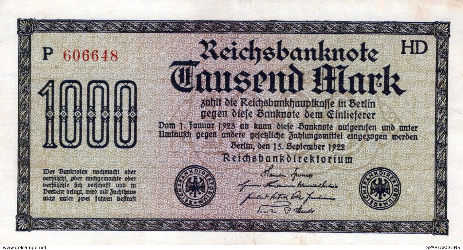 1000 MARK 1922 Stadt BERLIN DEUTSCHLAND Papiergeld Banknote #PL390 - [11] Emisiones Locales