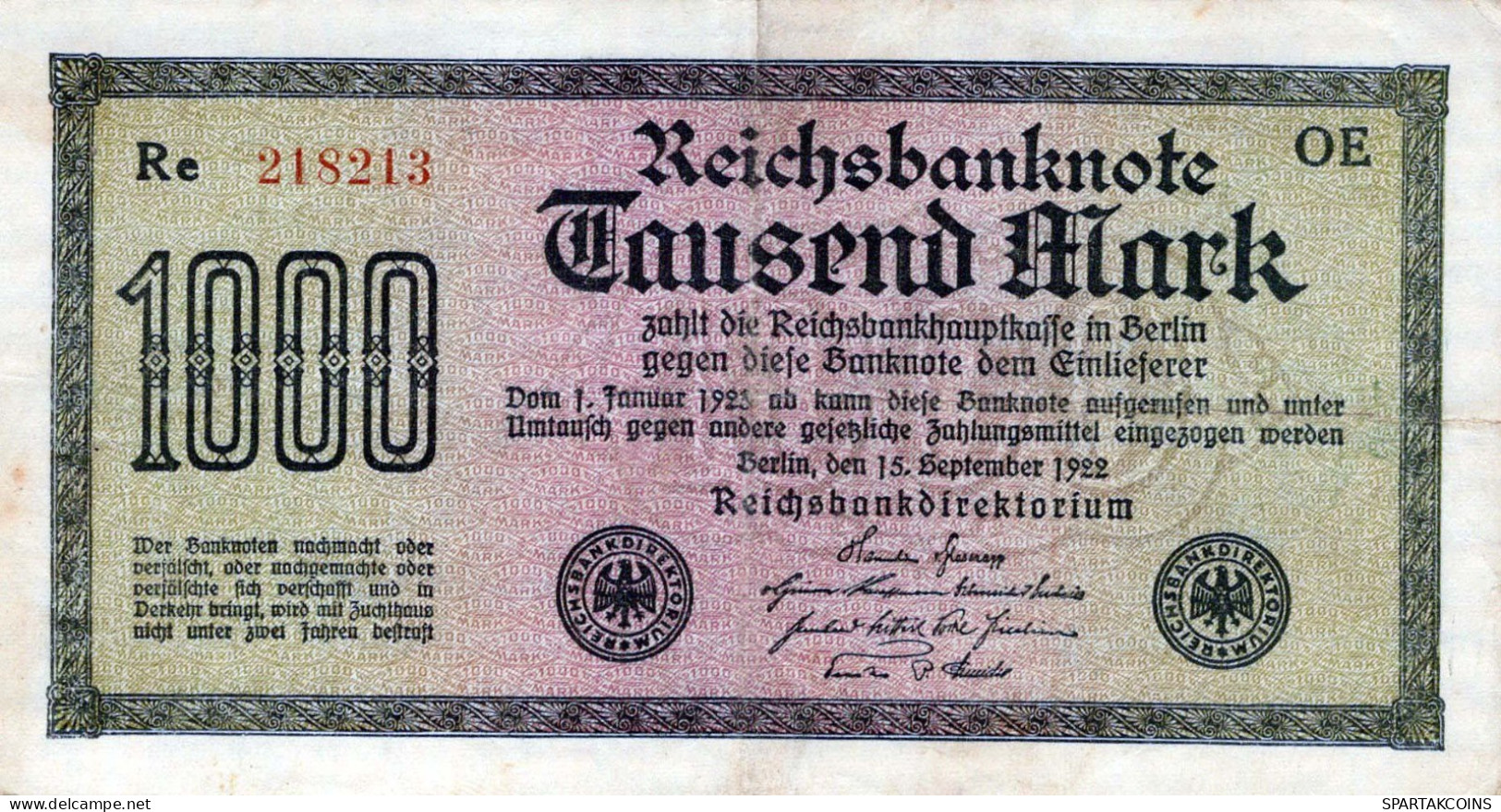 1000 MARK 1922 Stadt BERLIN DEUTSCHLAND Papiergeld Banknote #PL388 - [11] Emisiones Locales
