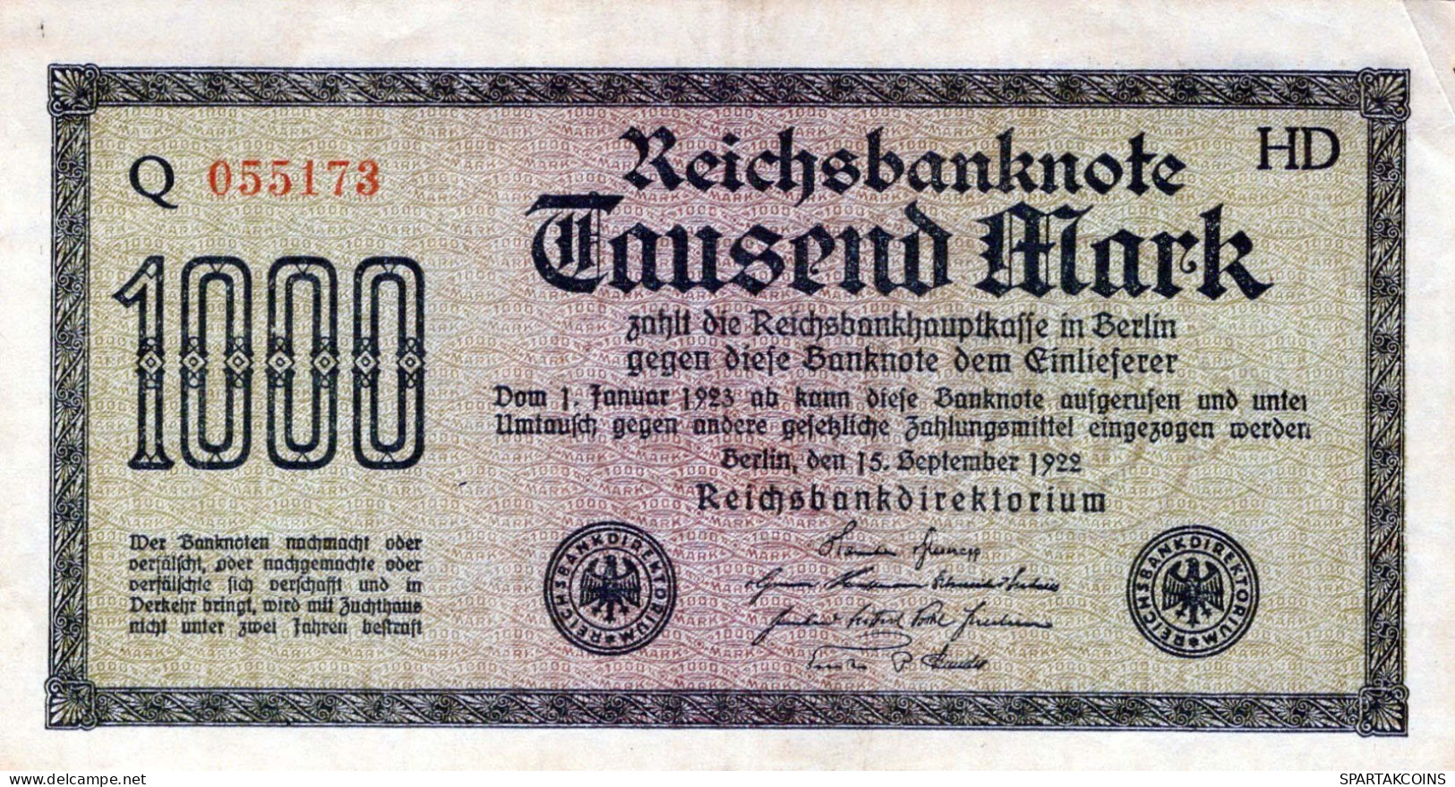 1000 MARK 1922 Stadt BERLIN DEUTSCHLAND Papiergeld Banknote #PL380 - [11] Emissioni Locali