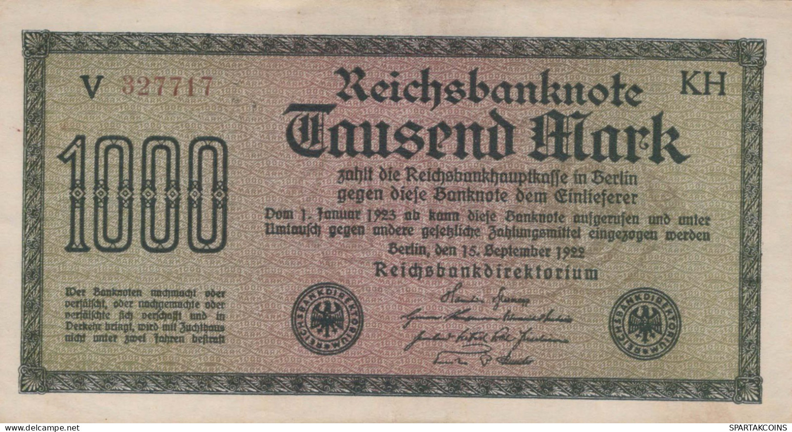1000 MARK 1922 Stadt BERLIN DEUTSCHLAND Papiergeld Banknote #PL385 - [11] Emissioni Locali