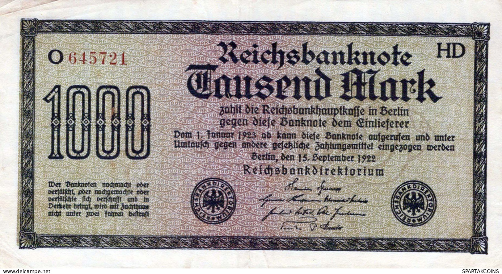 1000 MARK 1922 Stadt BERLIN DEUTSCHLAND Papiergeld Banknote #PL379 - [11] Emisiones Locales