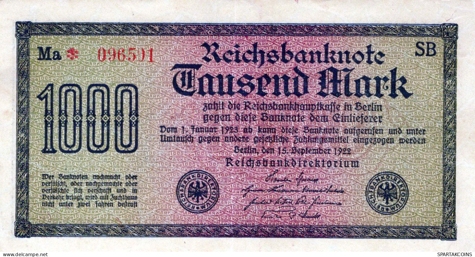 1000 MARK 1922 Stadt BERLIN DEUTSCHLAND Papiergeld Banknote #PL376 - [11] Emisiones Locales