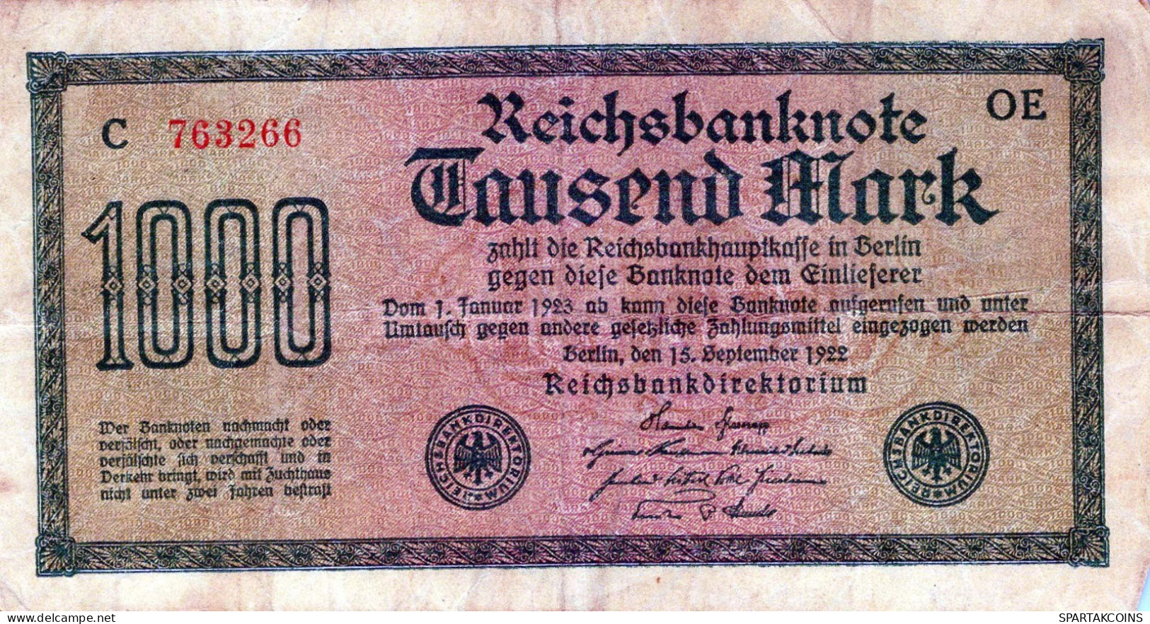 1000 MARK 1922 Stadt BERLIN DEUTSCHLAND Papiergeld Banknote #PL031 - [11] Emissions Locales