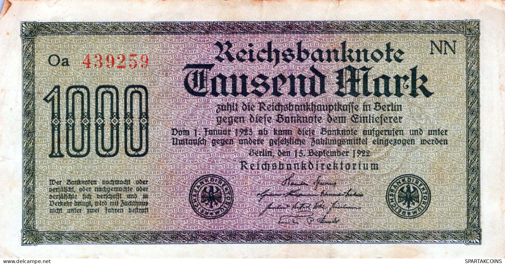 1000 MARK 1922 Stadt BERLIN DEUTSCHLAND Papiergeld Banknote #PL028 - [11] Emissions Locales