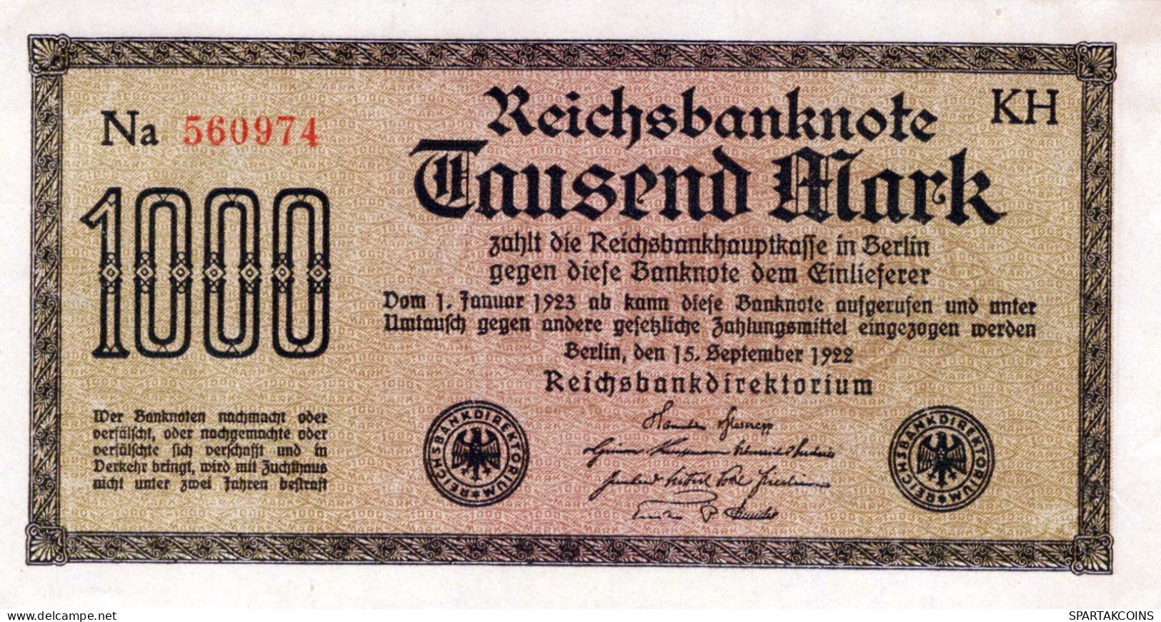 1000 MARK 1922 Stadt BERLIN DEUTSCHLAND Papiergeld Banknote #PL024 - [11] Emissions Locales