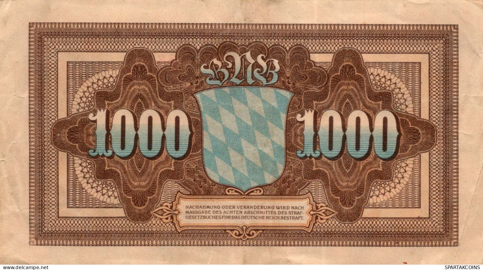 1000 MARK 1922 Stadt BAVARIA Bavaria DEUTSCHLAND Notgeld Papiergeld Banknote #PK817 - [11] Local Banknote Issues