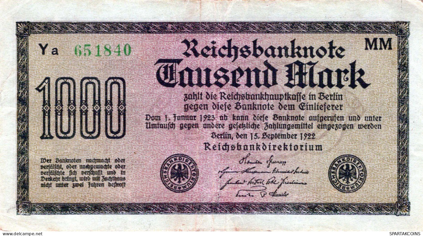 1000 MARK 1922 Stadt BERLIN DEUTSCHLAND Papiergeld Banknote #PL017 - [11] Emisiones Locales