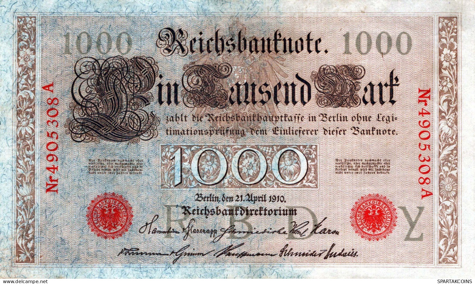 1000 MARK 1910 DEUTSCHLAND Papiergeld Banknote #PL362 - Lokale Ausgaben