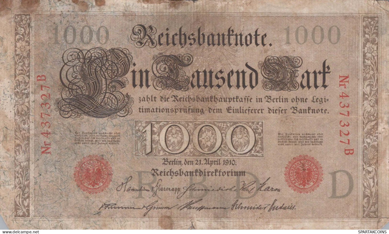 1000 MARK 1910 DEUTSCHLAND Papiergeld Banknote #PL354 - [11] Emissions Locales
