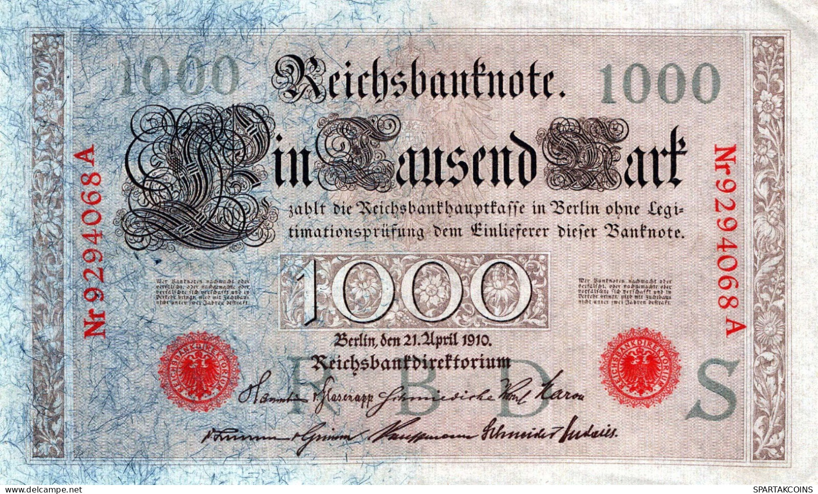 1000 MARK 1910 DEUTSCHLAND Papiergeld Banknote #PL357 - [11] Lokale Uitgaven