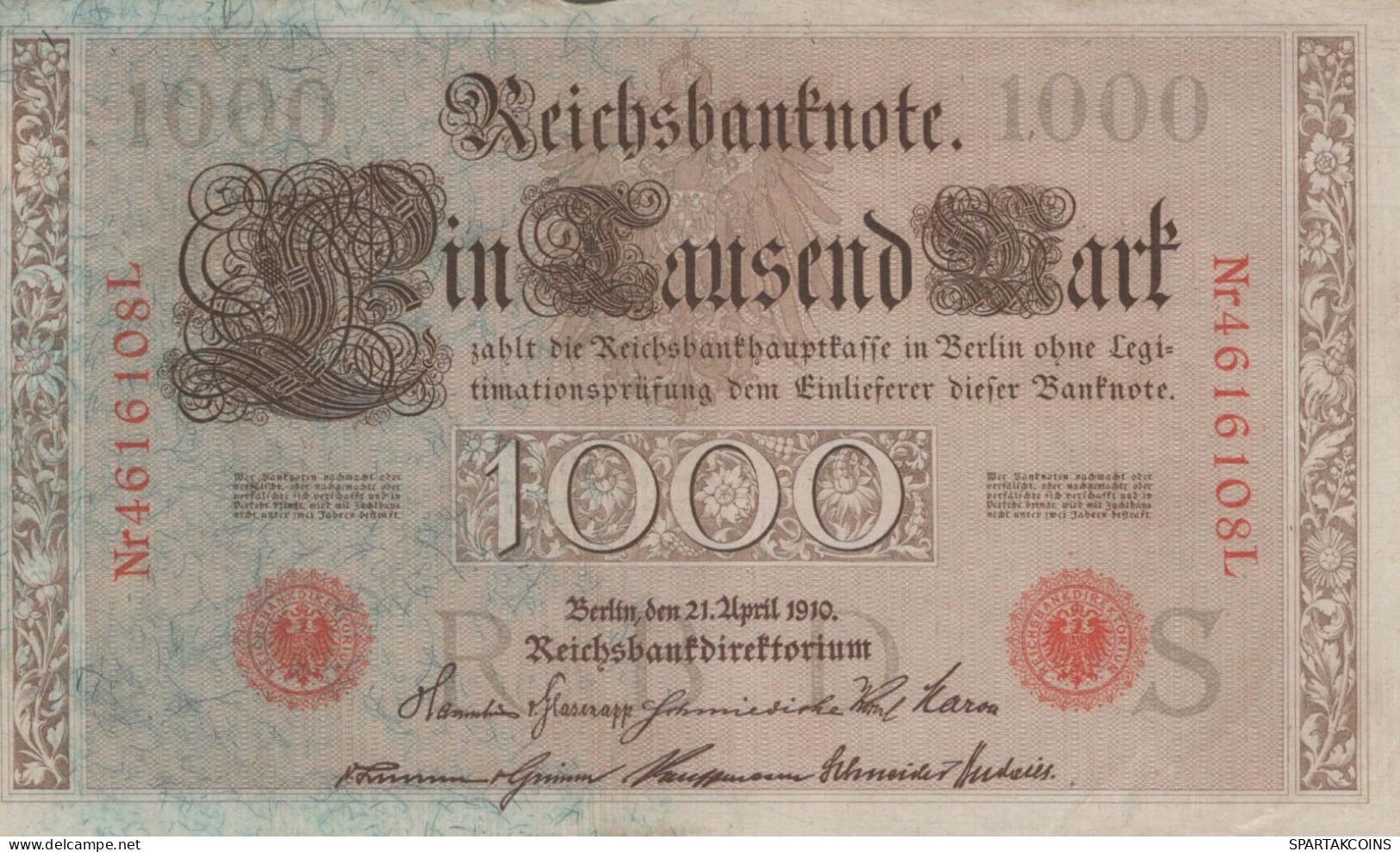 1000 MARK 1910 DEUTSCHLAND Papiergeld Banknote #PL348 - [11] Emisiones Locales