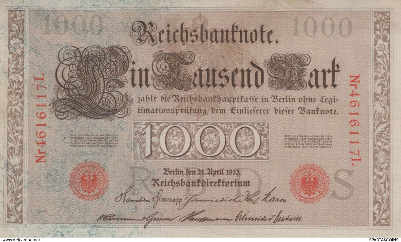 1000 MARK 1910 DEUTSCHLAND Papiergeld Banknote #PL346 - [11] Emissions Locales