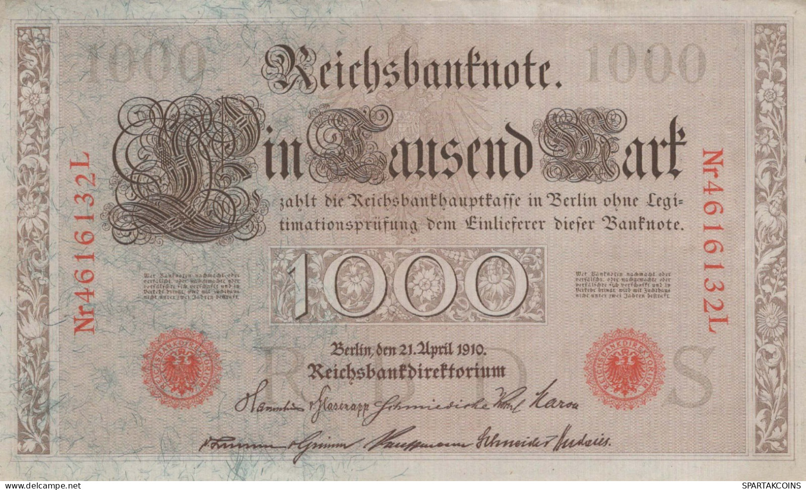 1000 MARK 1910 DEUTSCHLAND Papiergeld Banknote #PL345 - [11] Local Banknote Issues