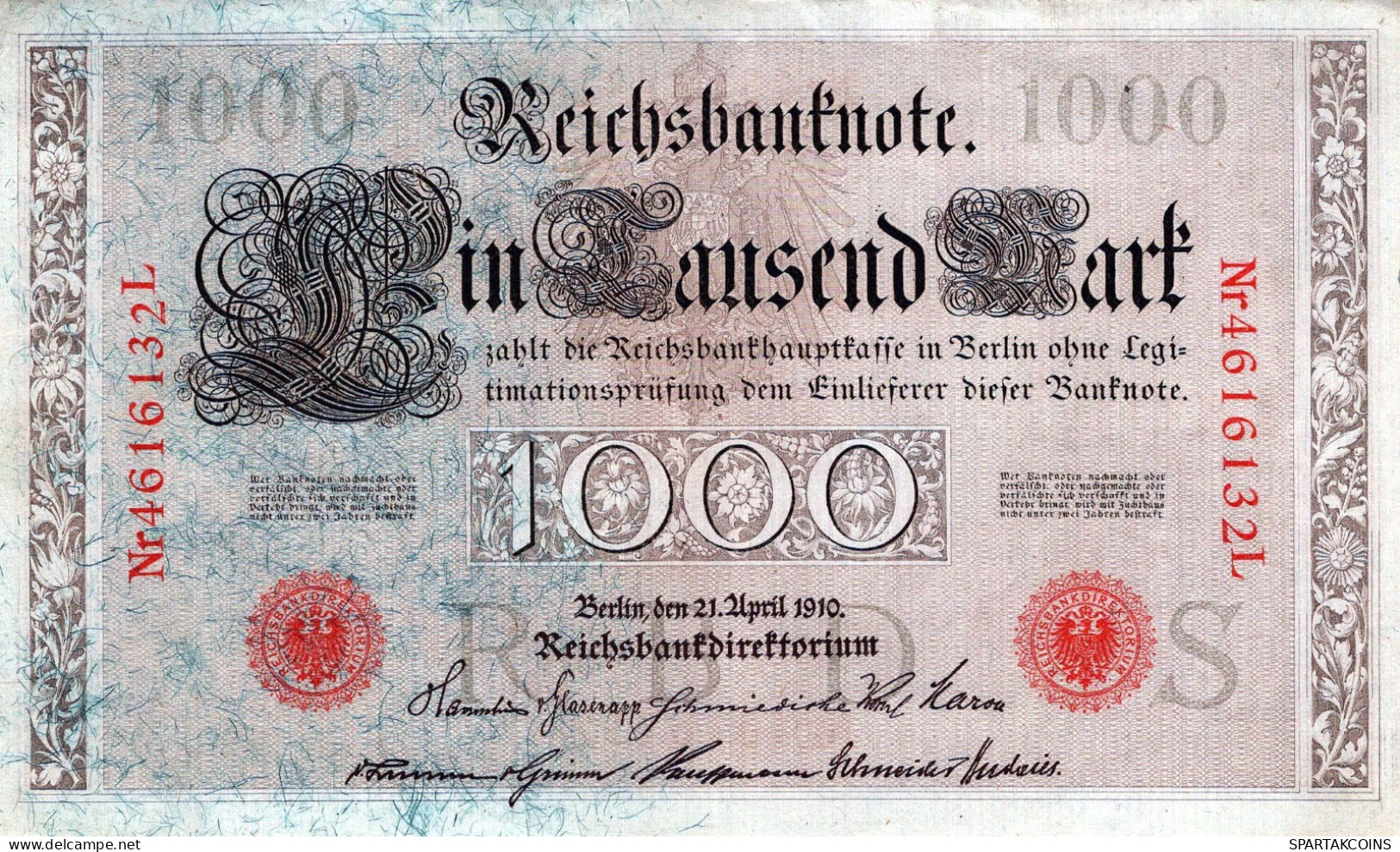 1000 MARK 1910 DEUTSCHLAND Papiergeld Banknote #PL345 - [11] Local Banknote Issues