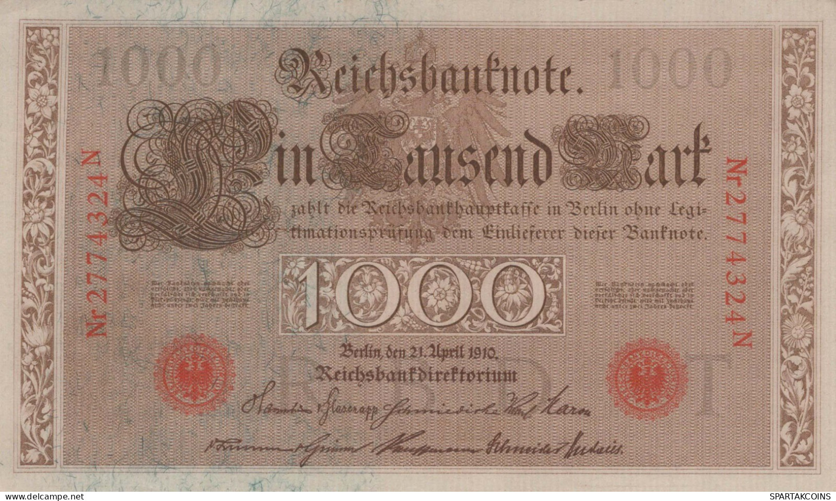 1000 MARK 1910 DEUTSCHLAND Papiergeld Banknote #PL342 - Lokale Ausgaben