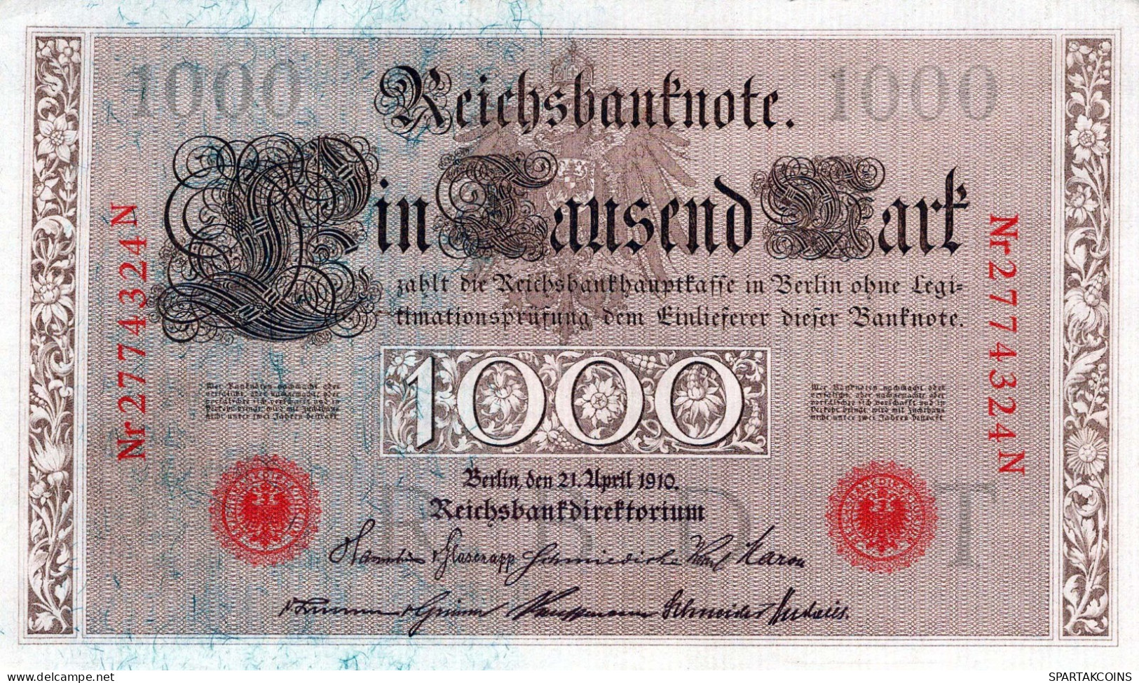 1000 MARK 1910 DEUTSCHLAND Papiergeld Banknote #PL342 - Lokale Ausgaben