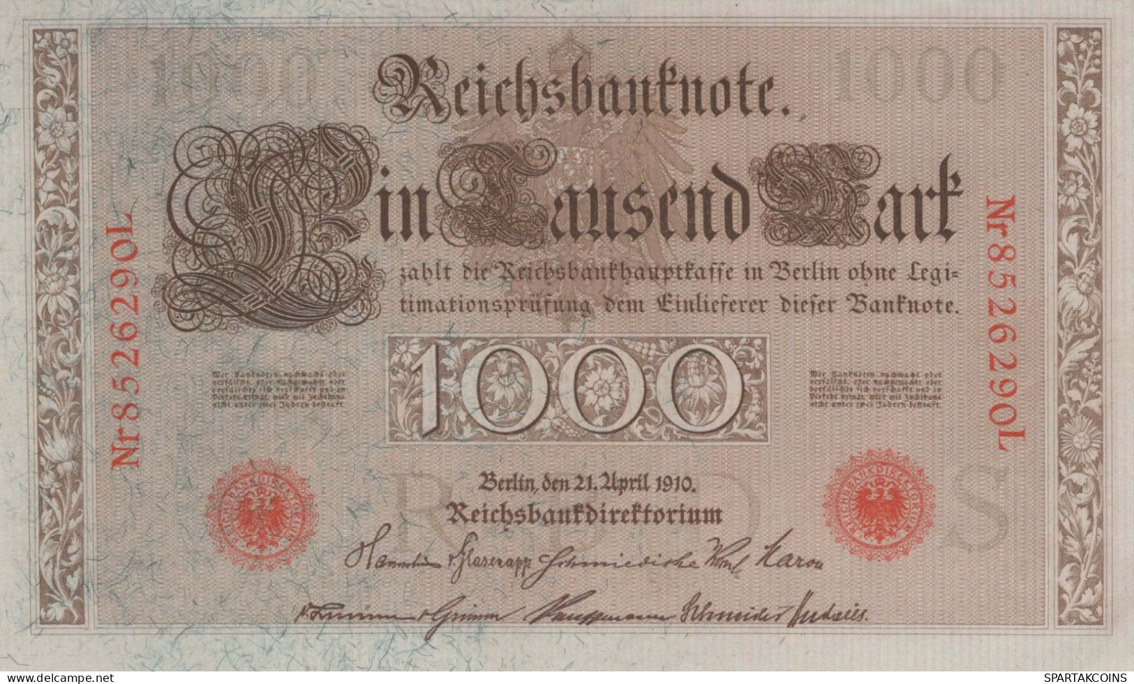 1000 MARK 1910 DEUTSCHLAND Papiergeld Banknote #PL339 - Lokale Ausgaben