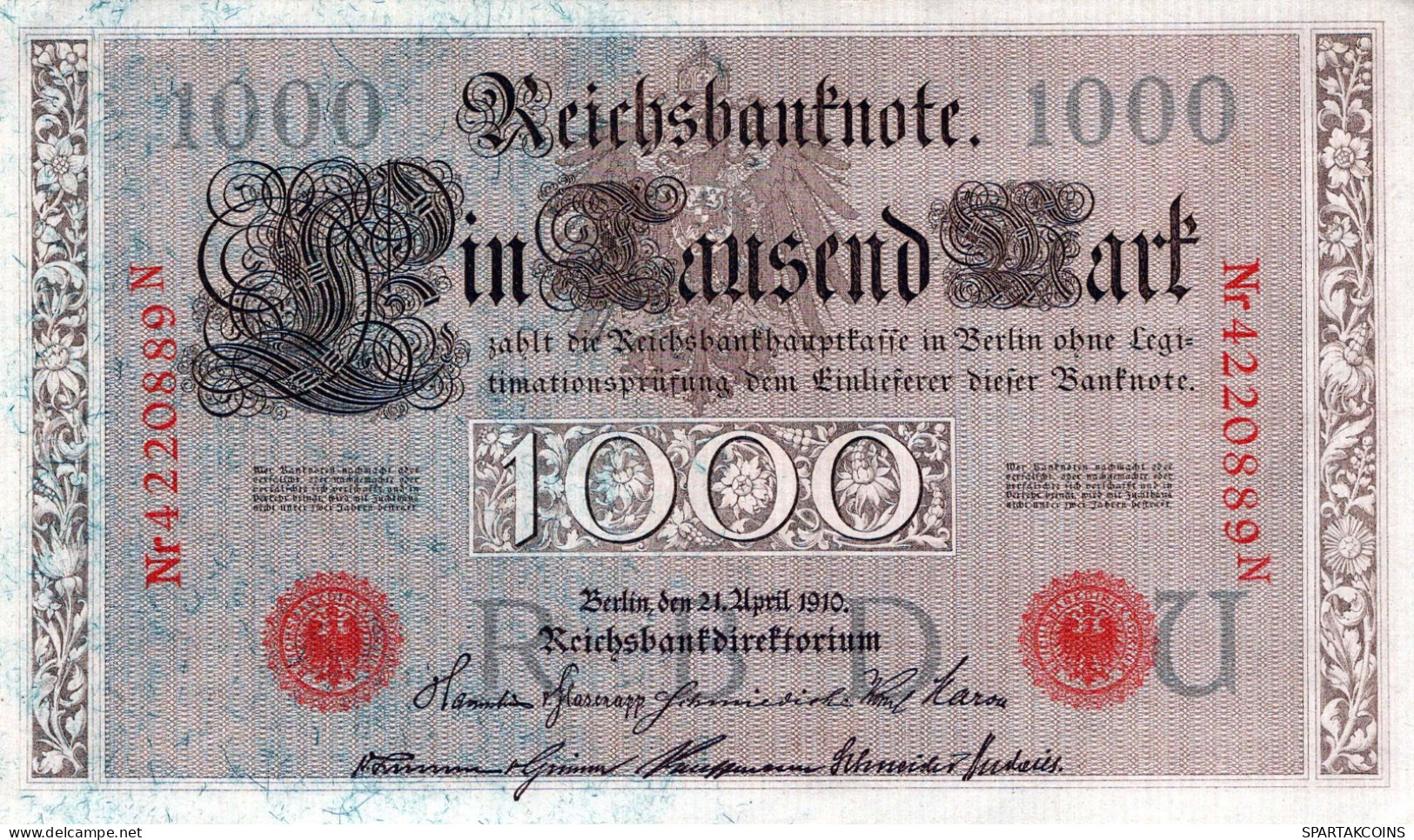 1000 MARK 1910 DEUTSCHLAND Papiergeld Banknote #PL335 - [11] Local Banknote Issues