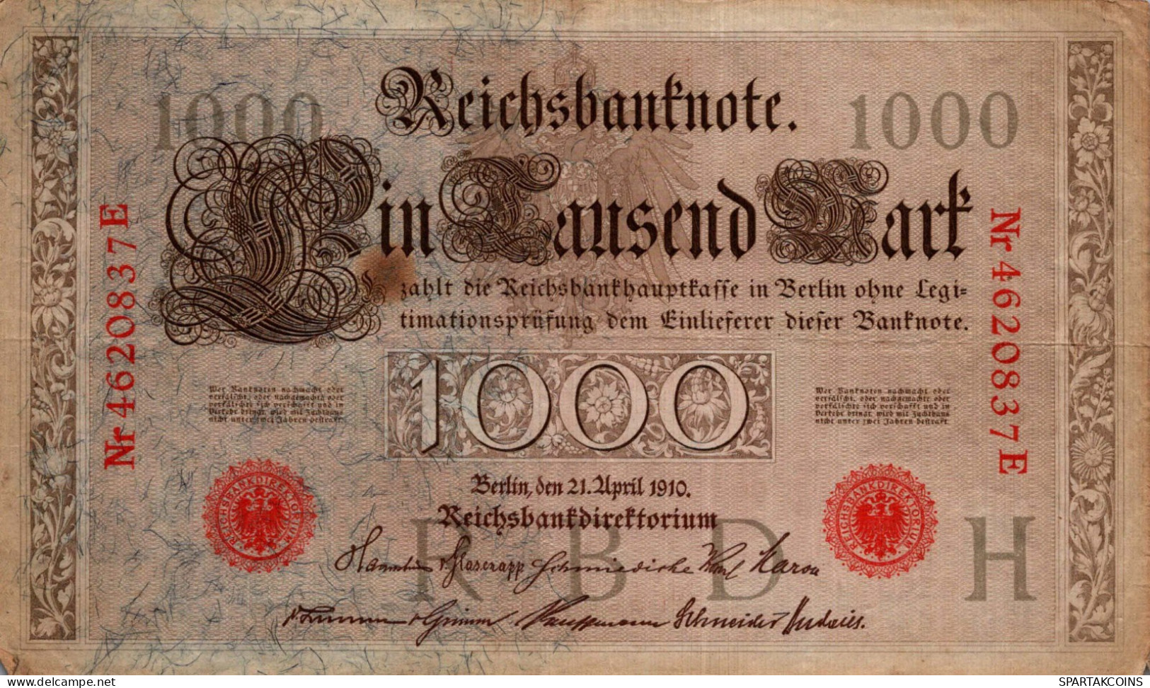 1000 MARK 1910 DEUTSCHLAND Papiergeld Banknote #PL306 - Lokale Ausgaben